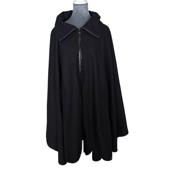 Preach Cape Coat Black Funnel Neck Zip Up Oversized Poncho Size L NWOT - Picture 4 of 11
